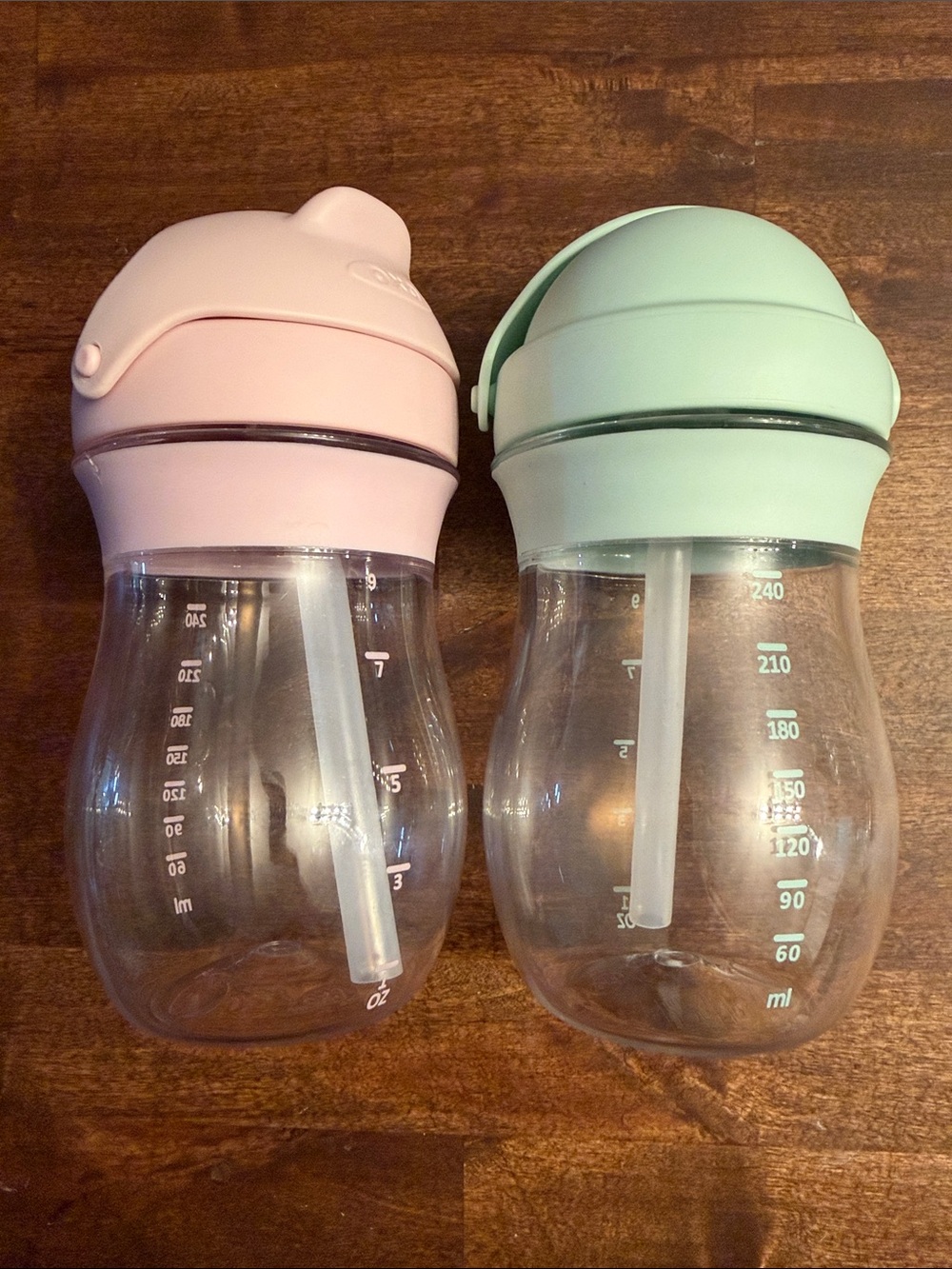 OXO Baby Bottle Straw Cups - Pastel Pink & Mint (Set of 2)